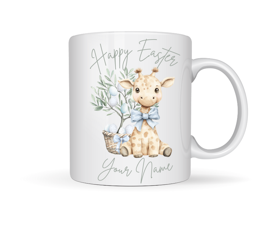 EASTER GIRAFFE PERSONALISED BLUE MUG
