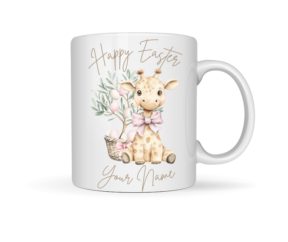 EASTER GIRAFFE PERSONALISED PINK MUG