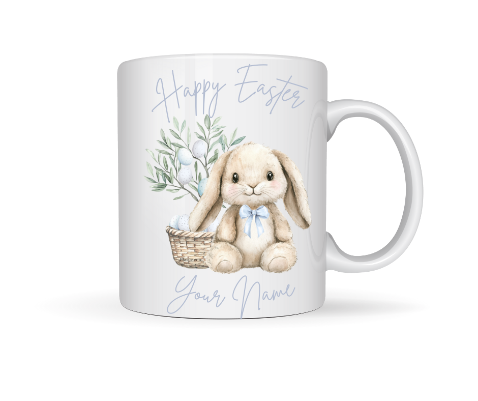 EASTER BUNNY BLUE PERSONALISED MUG