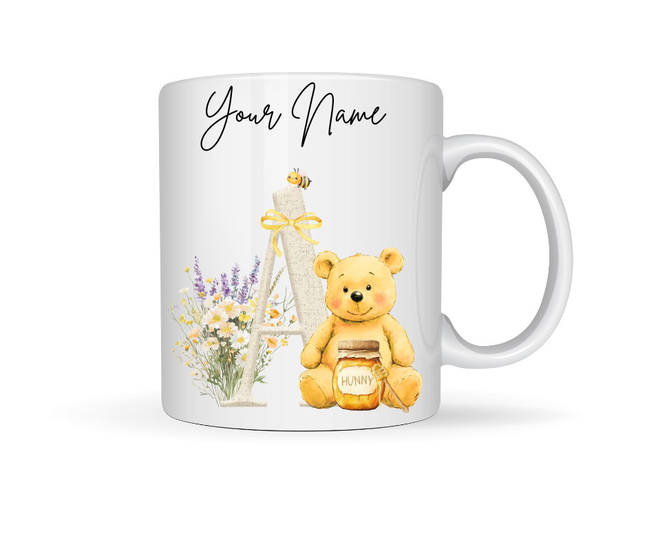 HONEY BEAR PERSONALISED INITIAL MUG