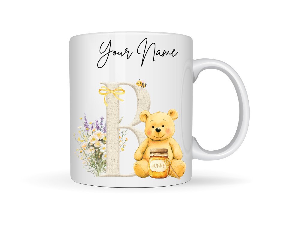 HONEY BEAR PERSONALISED INITIAL MUG