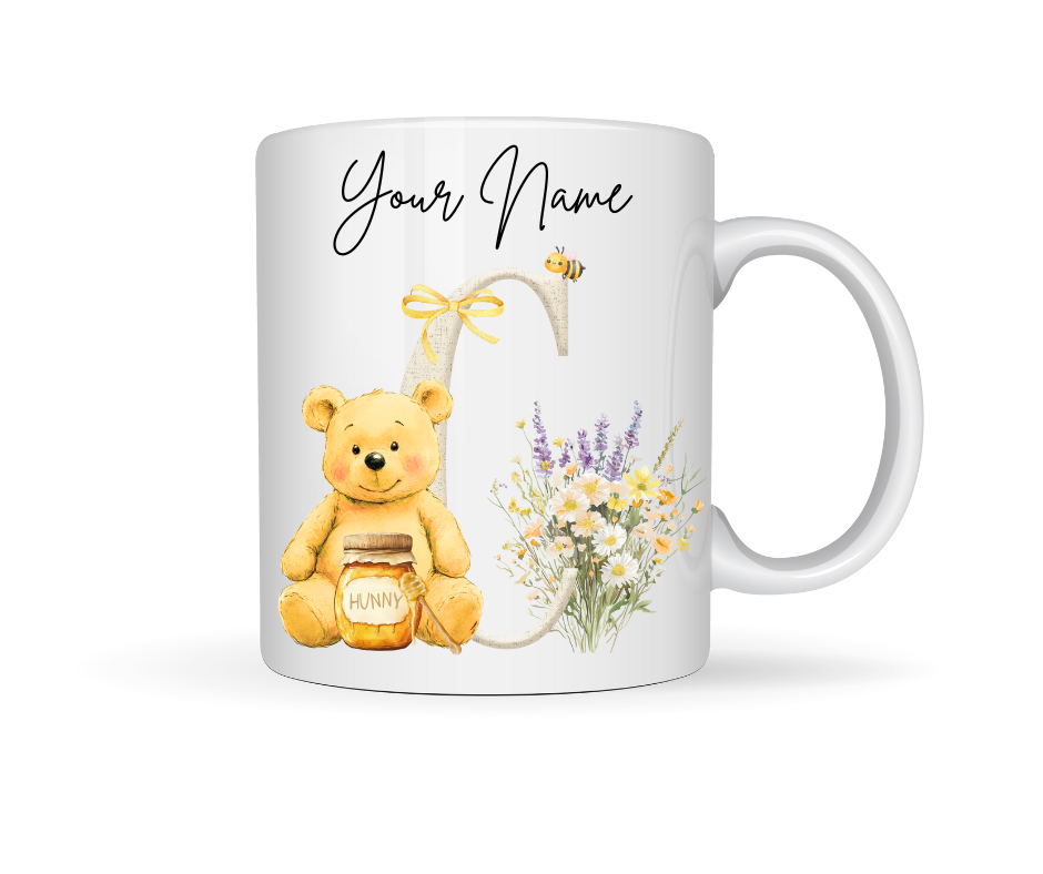 HONEY BEAR PERSONALISED INITIAL MUG