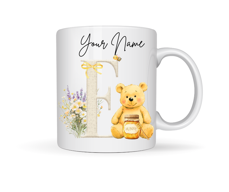 HONEY BEAR PERSONALISED INITIAL MUG