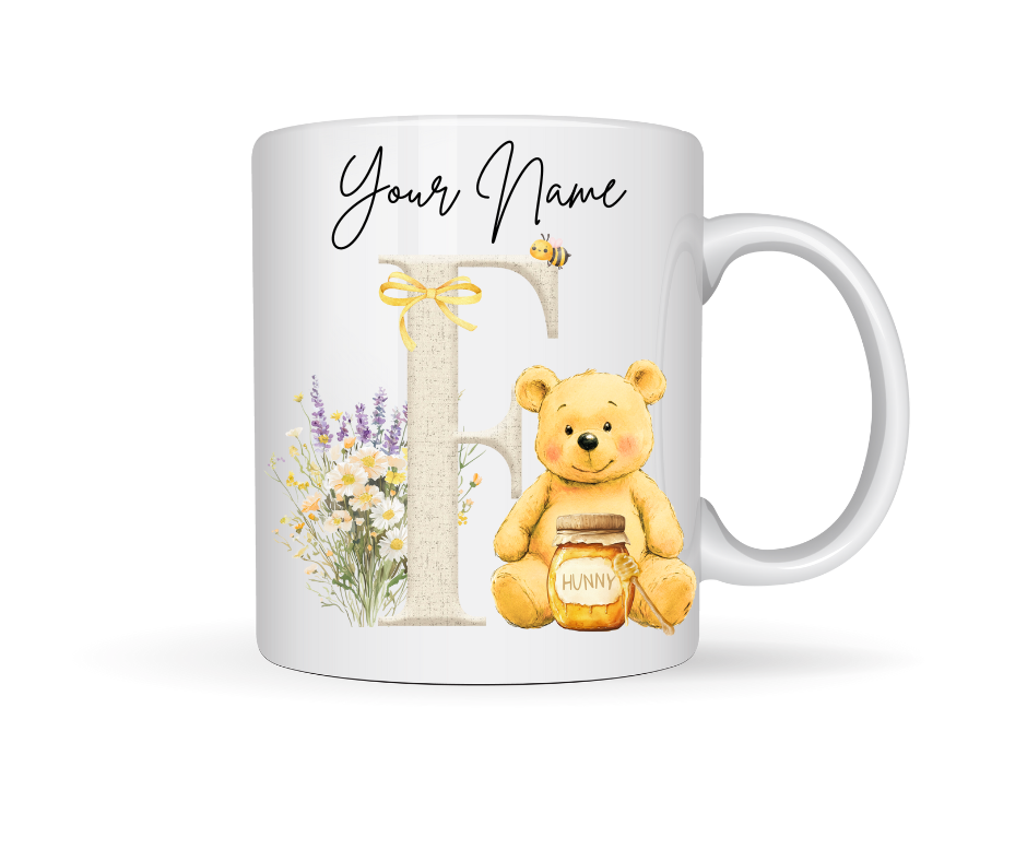 HONEY BEAR PERSONALISED INITIAL MUG