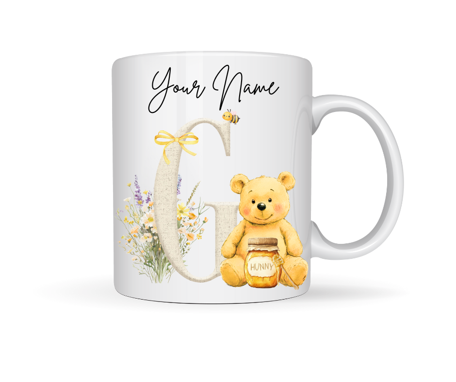 HONEY BEAR PERSONALISED INITIAL MUG