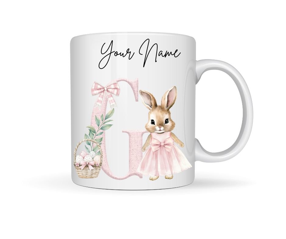 PINK BUNNY PERSONALISED EASTER MUG