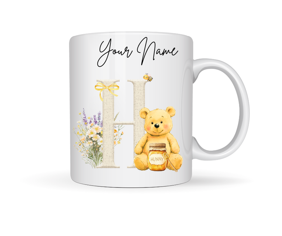 HONEY BEAR PERSONALISED INITIAL MUG
