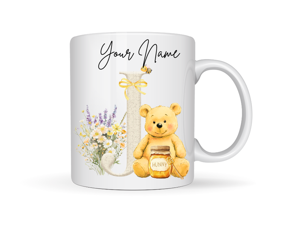 HONEY BEAR PERSONALISED INITIAL MUG