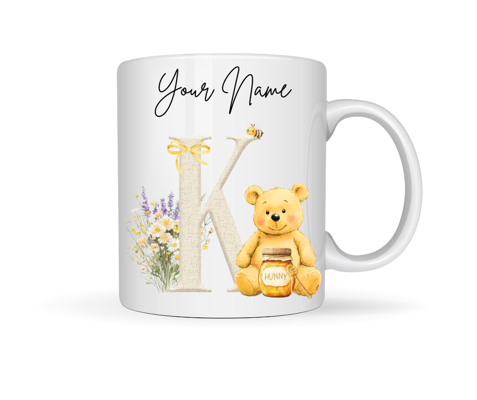 HONEY BEAR PERSONALISED INITIAL MUG