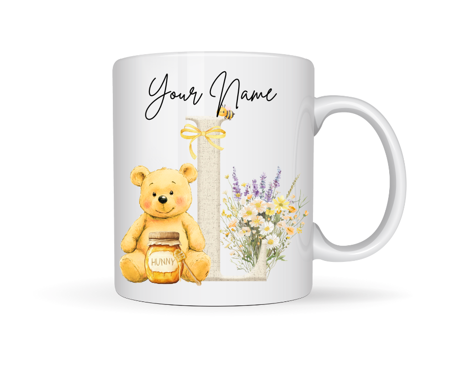 HONEY BEAR PERSONALISED INITIAL MUG