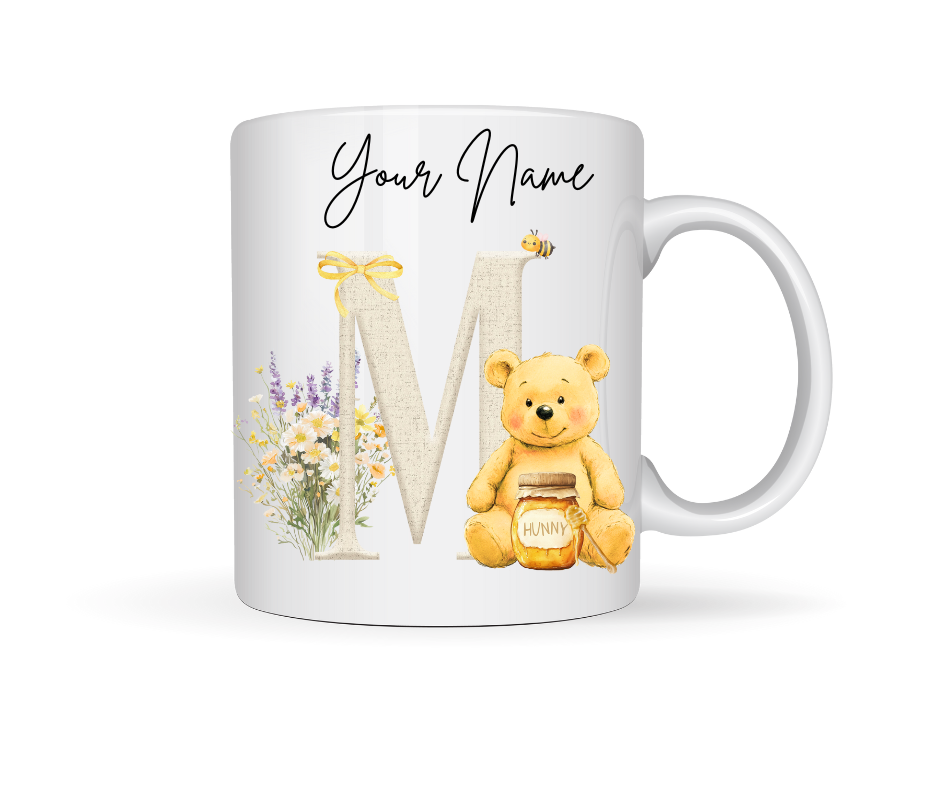 HONEY BEAR PERSONALISED INITIAL MUG