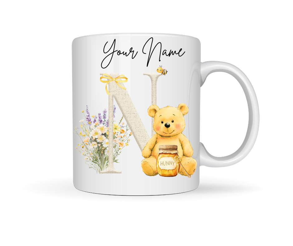 HONEY BEAR PERSONALISED INITIAL MUG