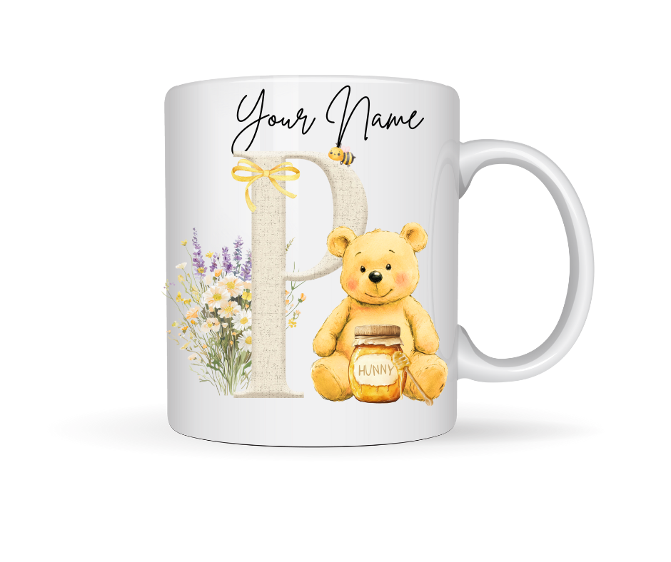 HONEY BEAR PERSONALISED INITIAL MUG