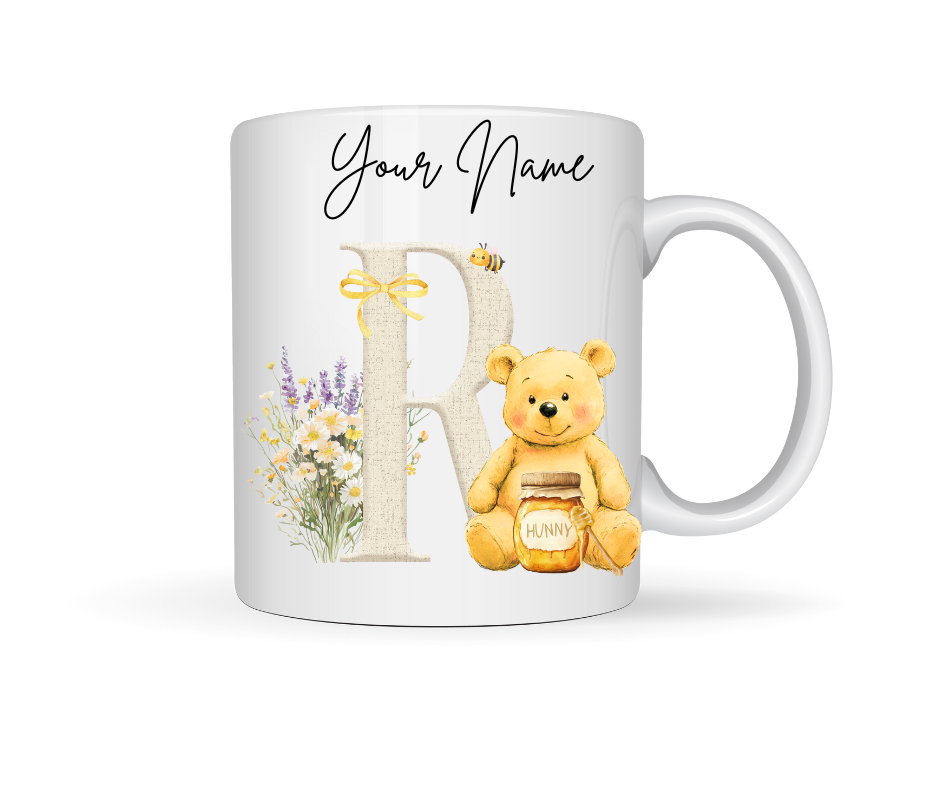 HONEY BEAR PERSONALISED INITIAL MUG