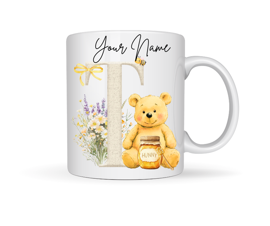 HONEY BEAR PERSONALISED INITIAL MUG