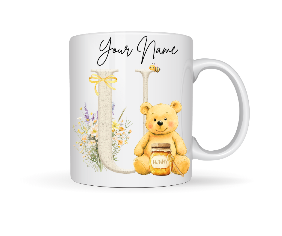 HONEY BEAR PERSONALISED INITIAL MUG