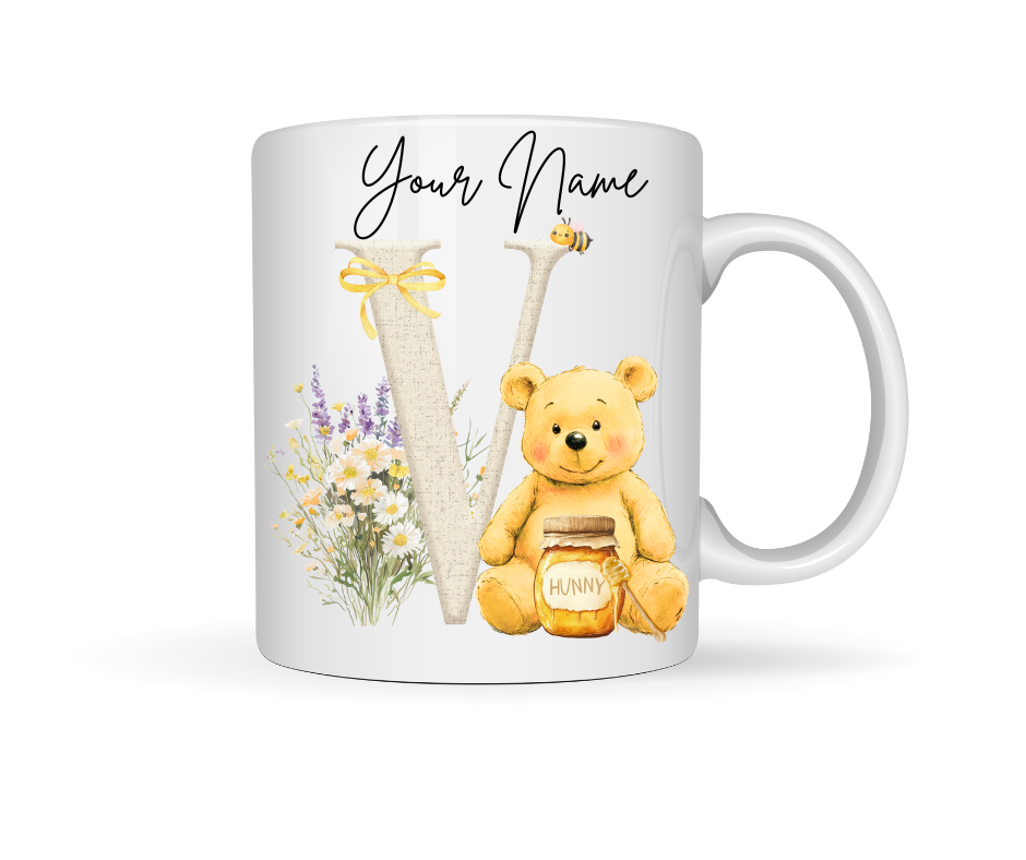 HONEY BEAR PERSONALISED INITIAL MUG
