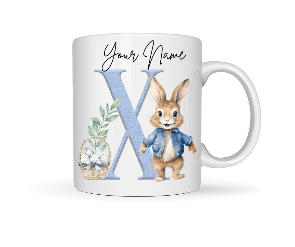 BLUE BUNNY INITIALS EASTER MUG
