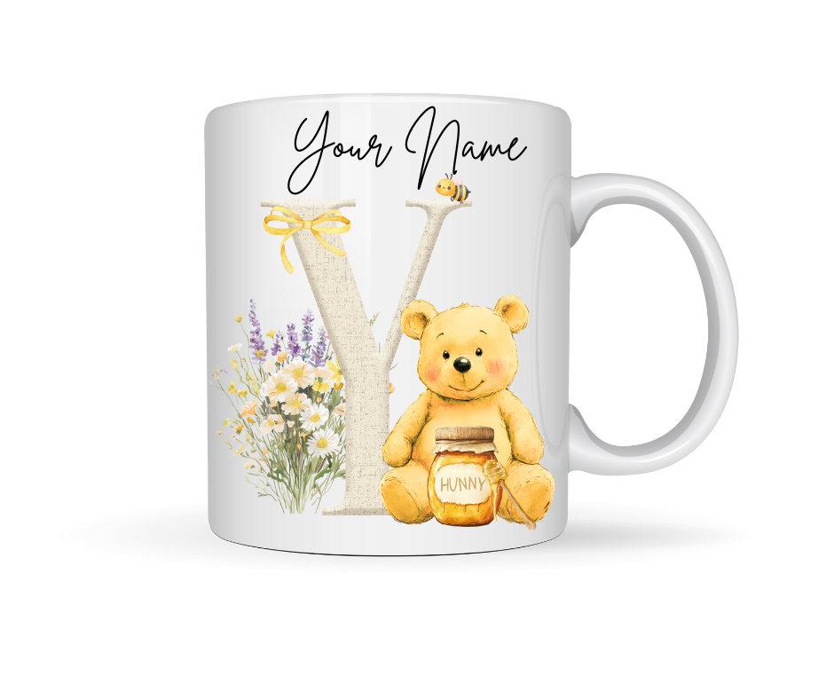HONEY BEAR PERSONALISED INITIAL MUG