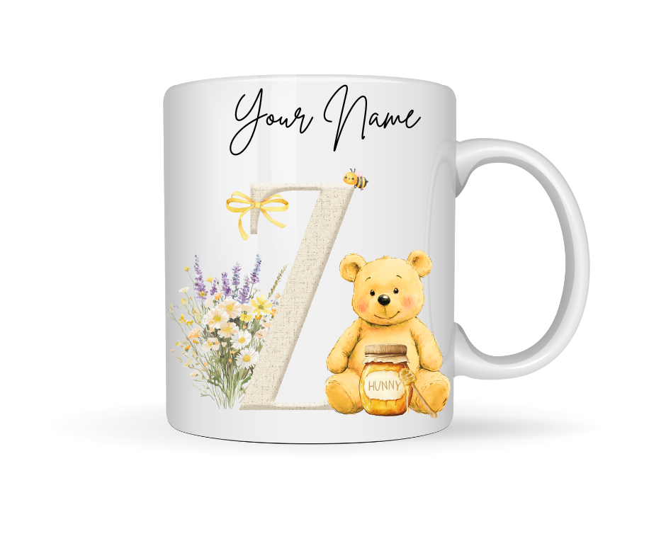 HONEY BEAR PERSONALISED INITIAL MUG