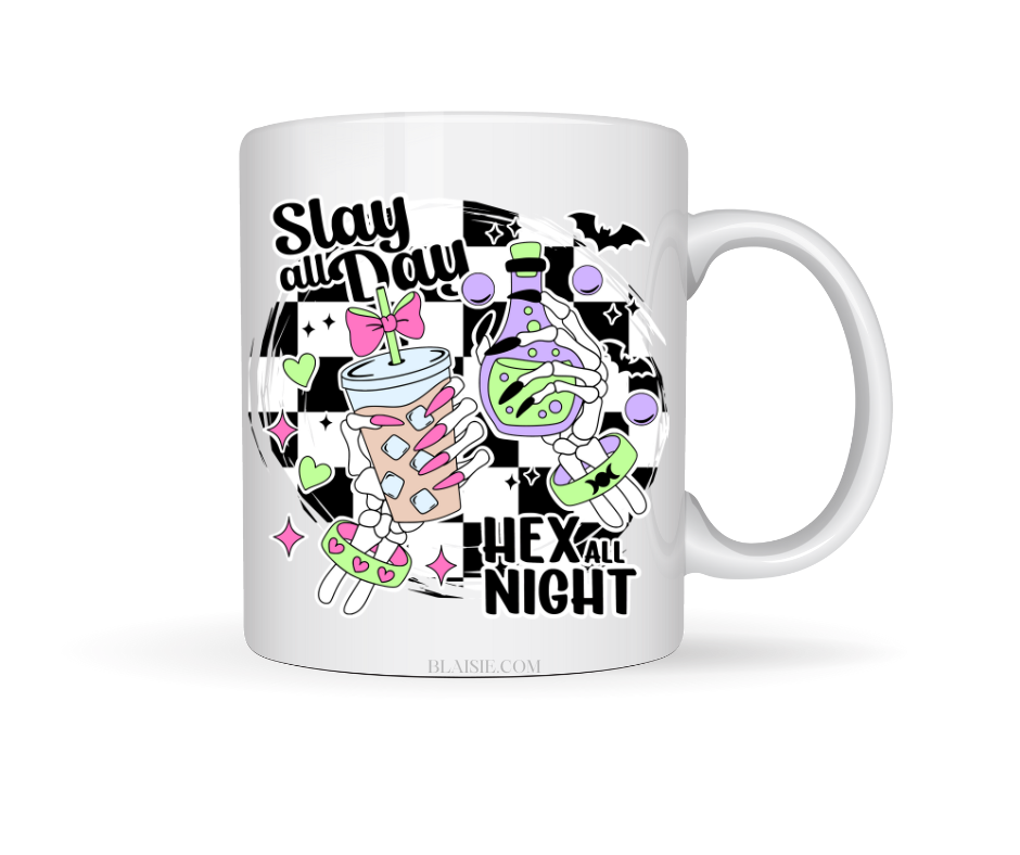 SLAY BY DAY HEX BY NIGHT CERAMIC MUG