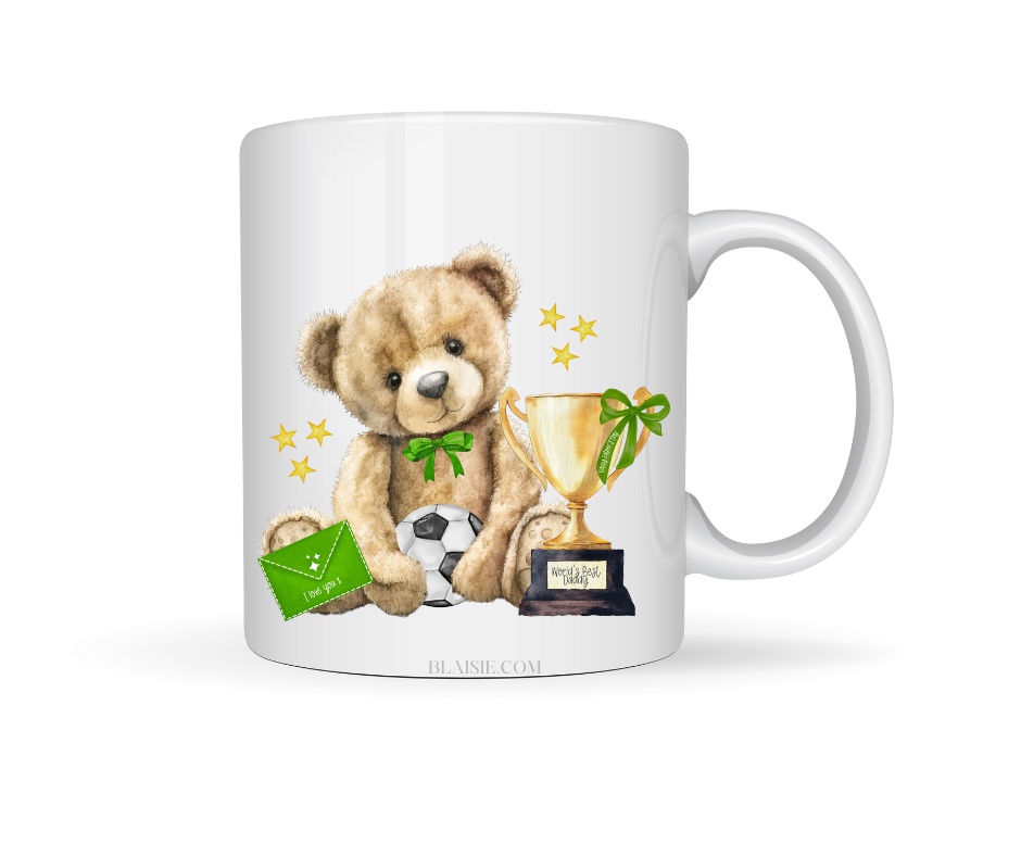 GREEN TEDDY FATHERS DAY CERAMIC MUG