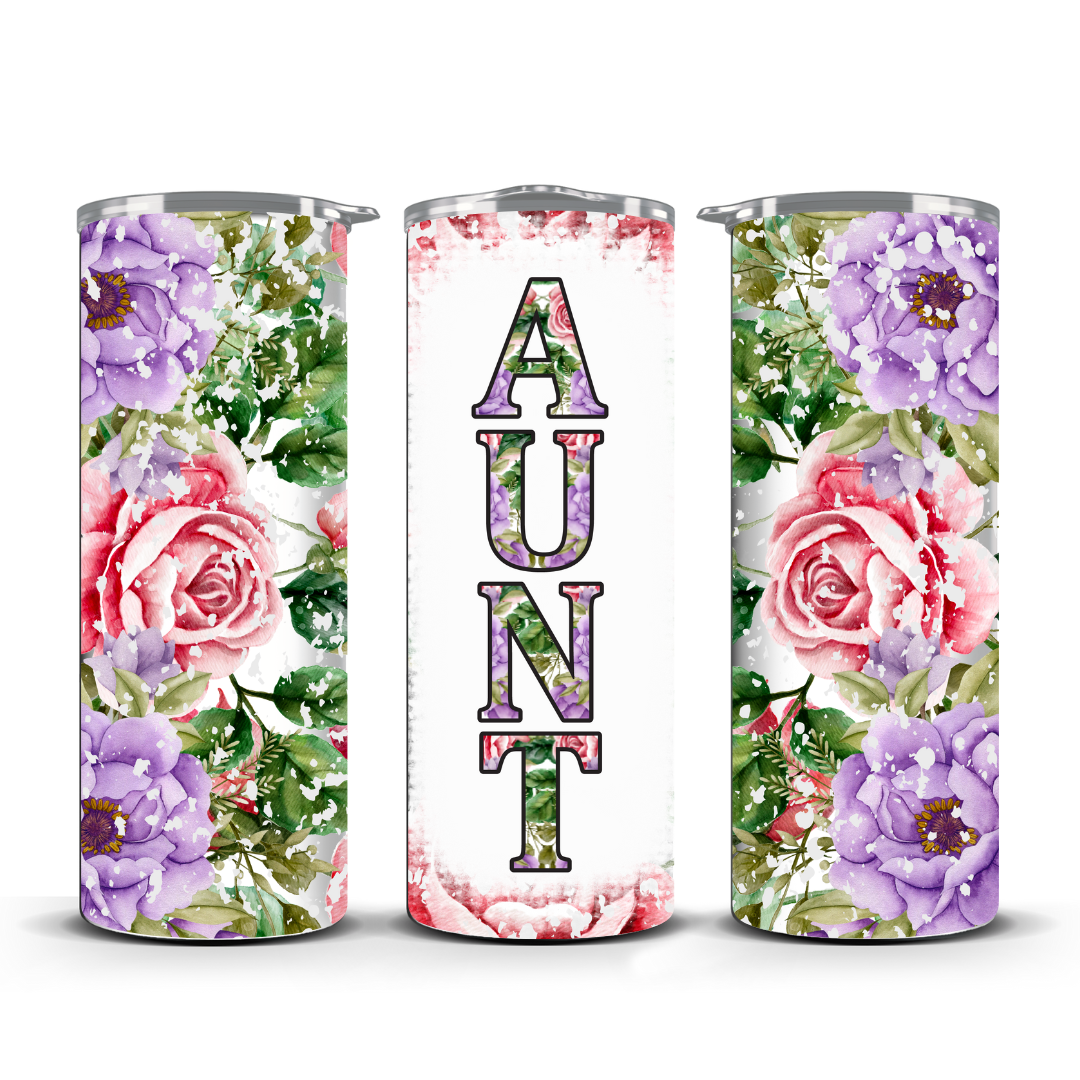 aunt themed floral tumbler