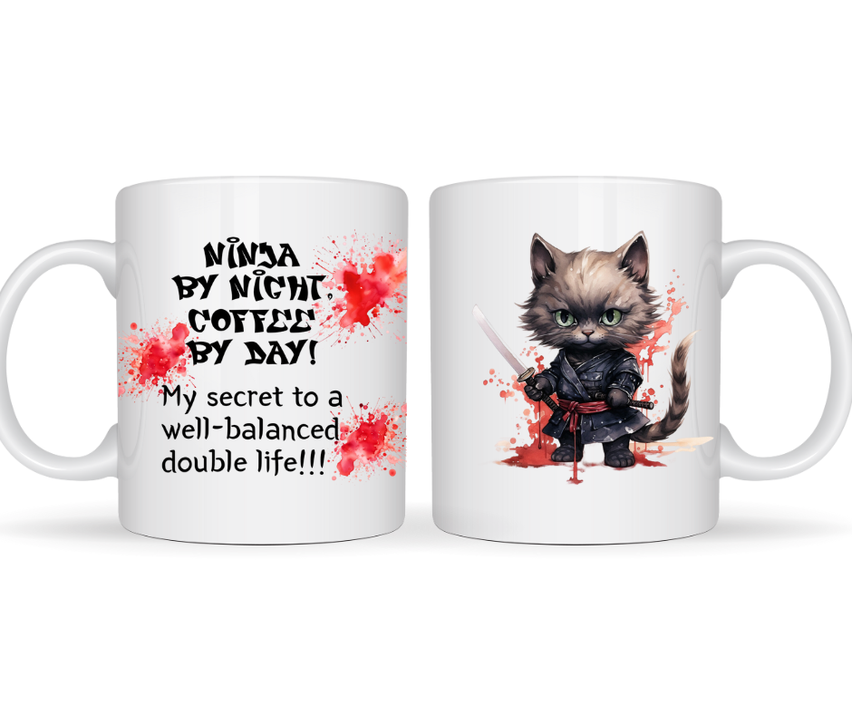 NINJA BY NIGHT CAT MUG