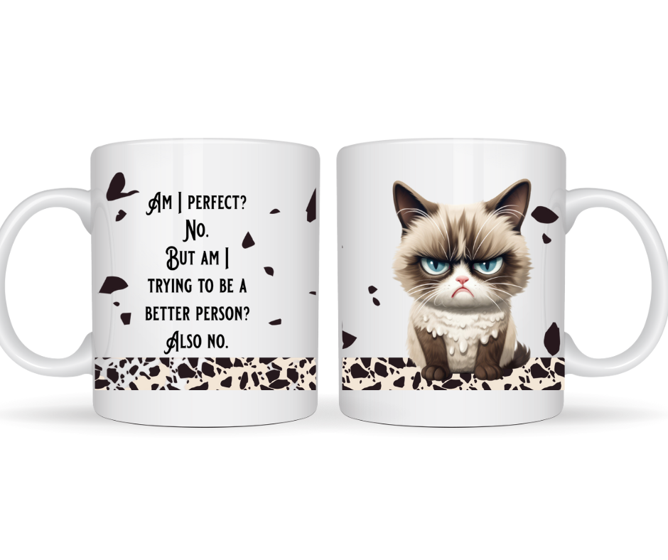AM I PERFECT NO CAT MUG