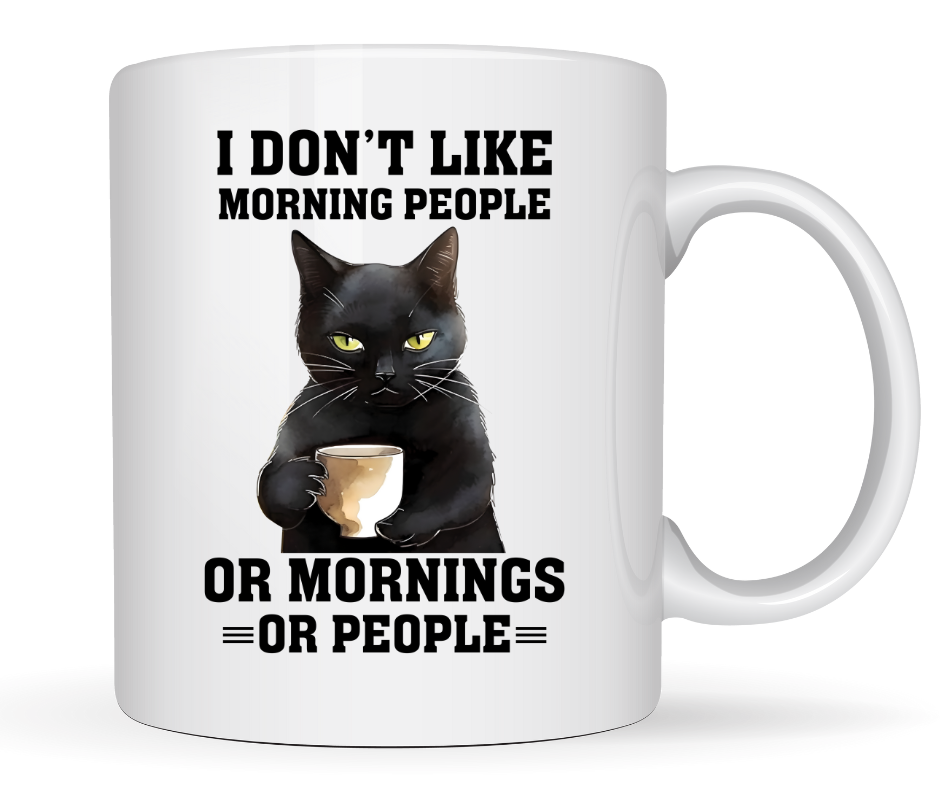 I DONT LIKE MORNING PEOPLE CAT MUG
