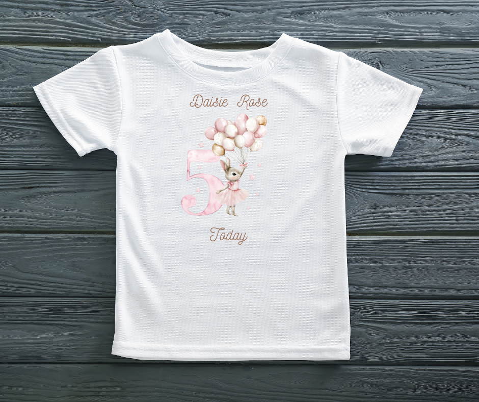 PINK BUNNY PERSONALISED BIRTHDAY TSHIRT