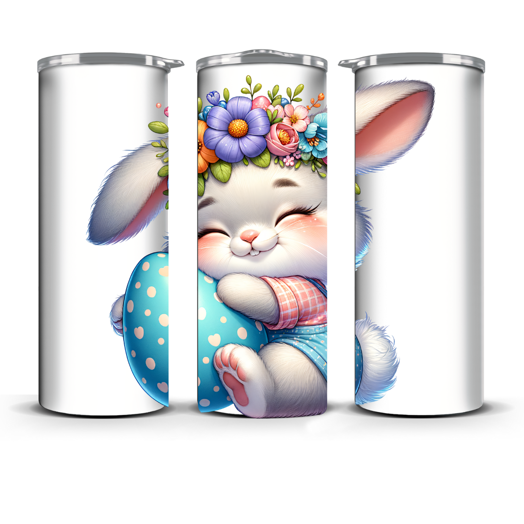 bunny with flowers tumbler