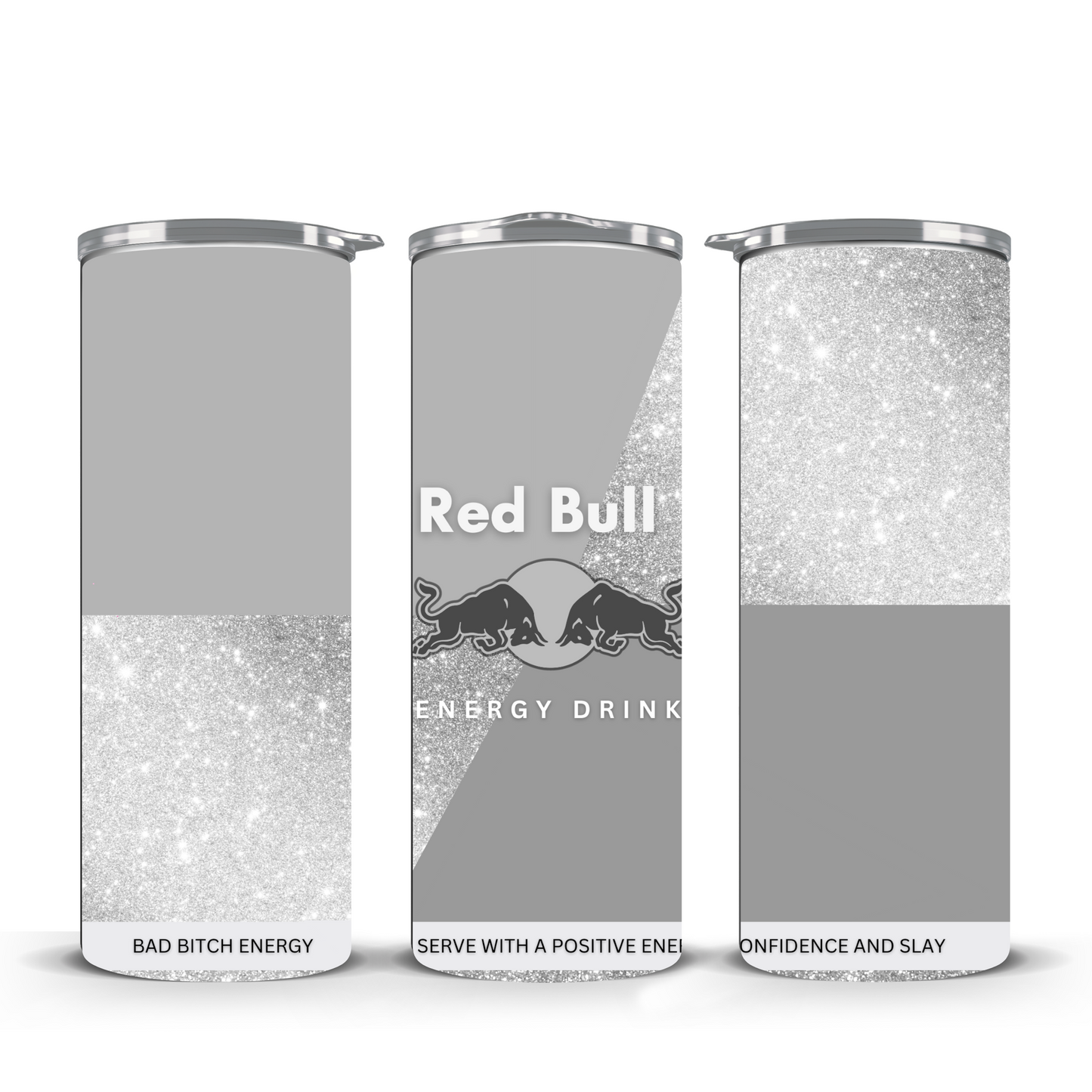 R Energy grey and silver tumbler