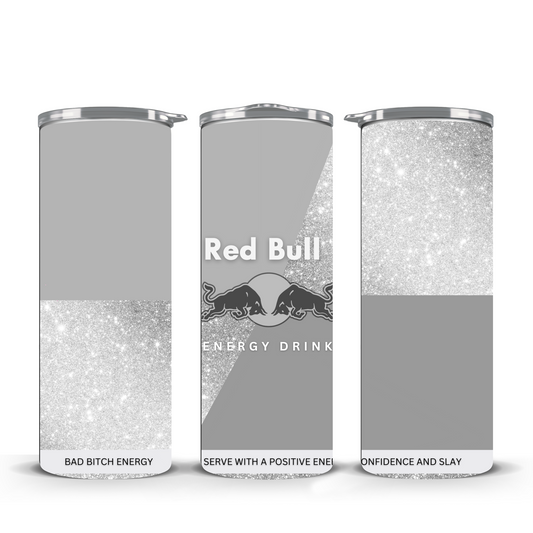 R Energy grey and silver tumbler