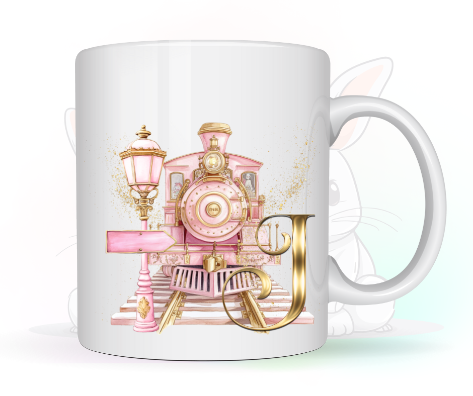 PINK TRAIN INITIAL MUG