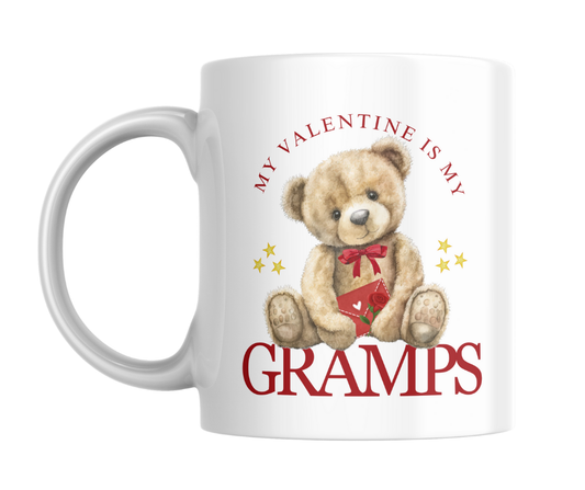 MY VALENTINE IS MY GRAMPS TEDDY MUG