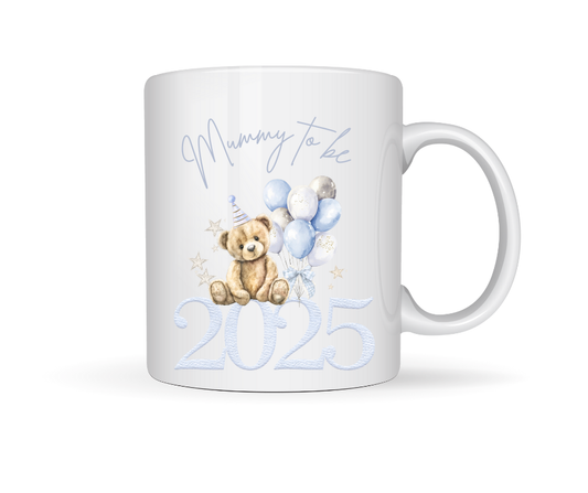 MUMMY TO BE BLUE TEDDY MUG