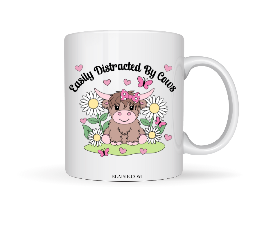 EASILY DISTRACTED BY COWS CERAMIC MUG