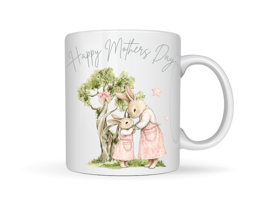 BUNNY MUM AND BABY BUNNY PINK MUG