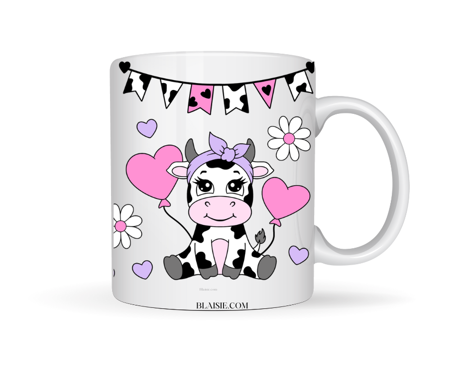 PINK HIGHLAND COW CERAMIC MUG