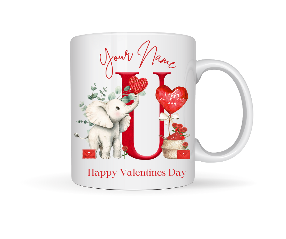 VALENTINE PERSONALISED ELEPHANT MUG