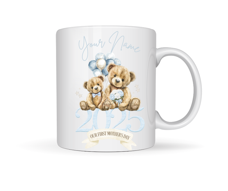 OUR FIRST MOTHERS DAY BLUE TEDDY MUG