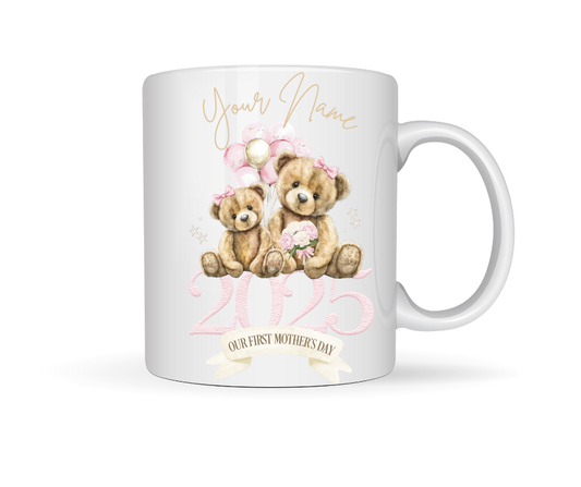 OUR FIRST MOTHERS DAY PINK TEDDY MUG