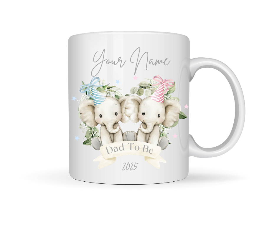 DAD TO BE PERSONALISED ELEPHANT MUG