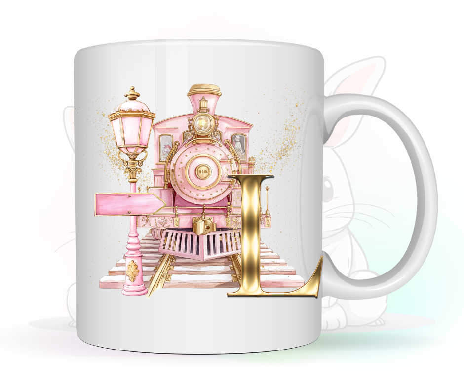 PINK TRAIN INITIAL MUG