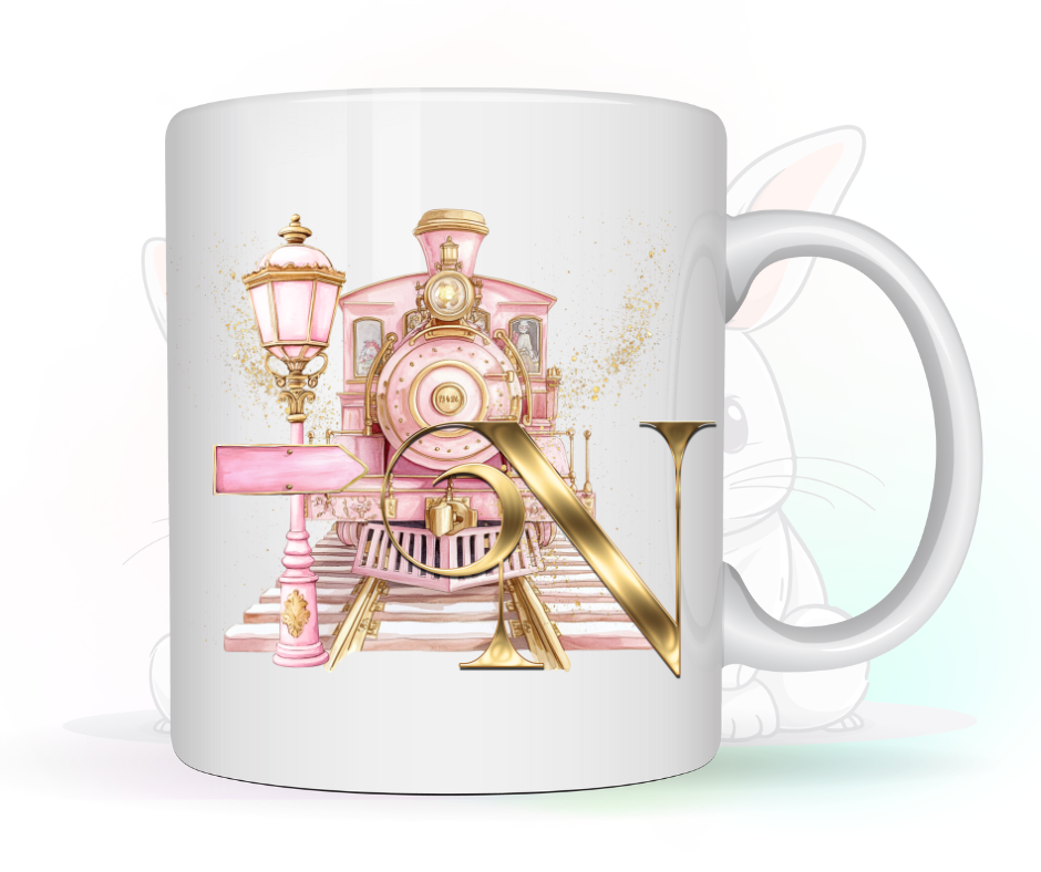 PINK TRAIN INITIAL MUG