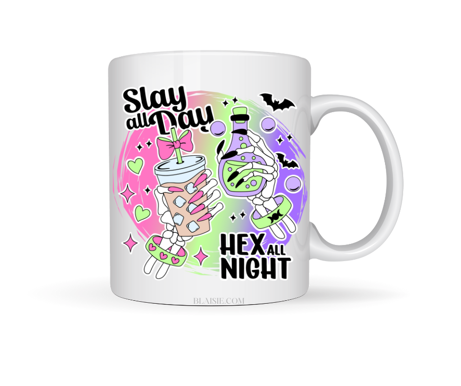 SLAY BY DAY HEX AT NIGHT CERAMIC MUG