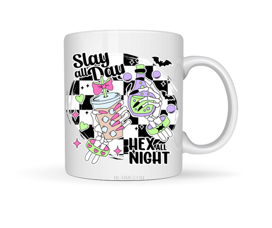 SLAY BY DAY HEX BY NIGHT CERAMIC MUG