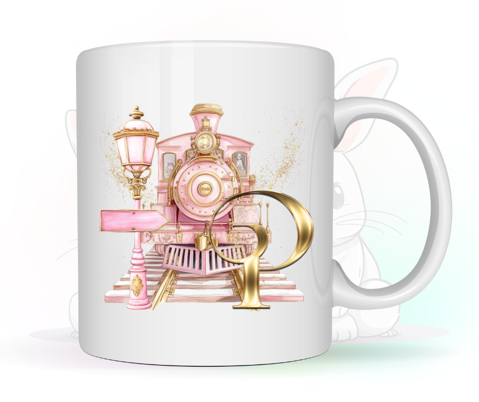 PINK TRAIN INITIAL MUG