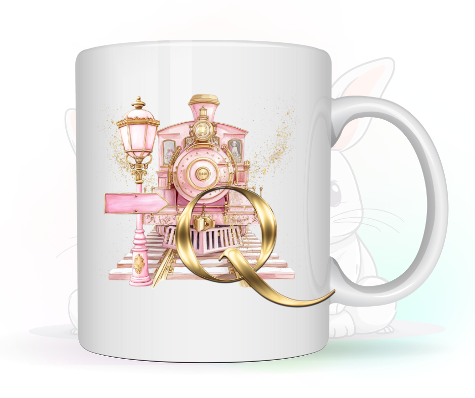 PINK TRAIN INITIAL MUG